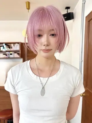 ショート カラー 🐰aina/ ミルクティー/ピンクのヘアスタイル
