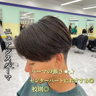 ミディアム パーマ ヘアアレンジ メンズ 艶カラー の達人のヘアスタイル