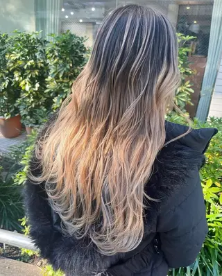 ロング モモカ/ハイトーン /バレイヤージュのヘアスタイル