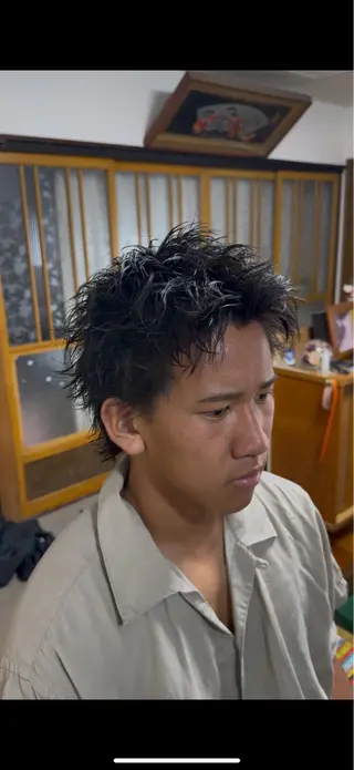 ショート パーマ メンズ フルハタヒロト 新宿理容師のヘアスタイル