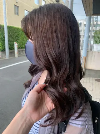 セミロング カラー ヘアアレンジ 透明感/オリーブ/ グレージュ/YUKAのヘアスタイル