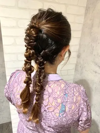 セミロング ヘアアレンジ エクステ KAZUMAのヘアスタイル