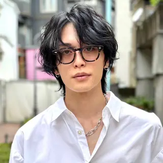 ミディアム カラー パーマ メンズ 南堀江/mowen/ サワモトガクのヘアスタイル