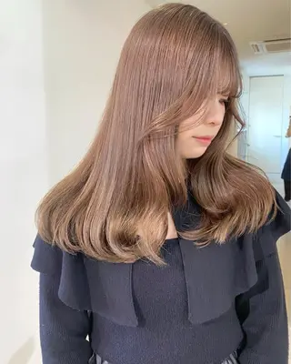 カラー mizuki/ピンク ベージュ.レイヤーのヘアスタイル