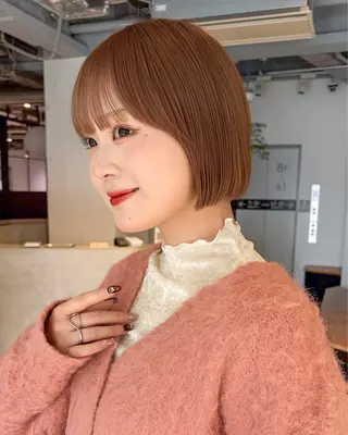 ショート 🌷モア 🌷暖色カラー・ボブのヘアスタイル