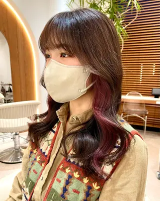 セミロング カラー 韓国レイヤー🇰🇷 韓国研修◎渋谷カイトのヘアスタイル