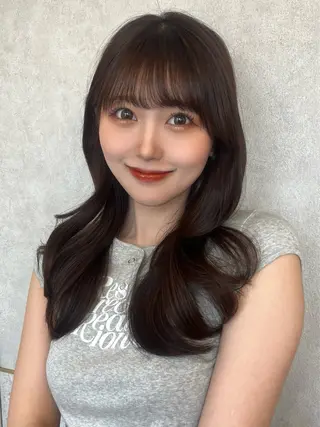 ロング Loom.by Sea【新宿】所属・暖色カラー/新宿/韓 国風レイヤー鮫島志穂のヘアスタイル