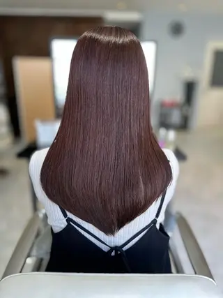 セミロング 縮毛矯正  髪質改善 酸性ストレート特化のヘアスタイル