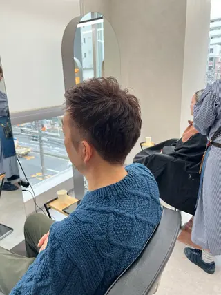 カラー メンズ 艶ボブ🤎ボブパーマ 透明感カラー\メンズのヘアスタイル