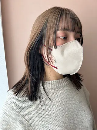 セミロング カラー hub hair レイヤー/透明感のヘアスタイル