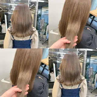 ミディアム カラー 透明感/オリーブ/ グレージュ/YUKAのヘアスタイル