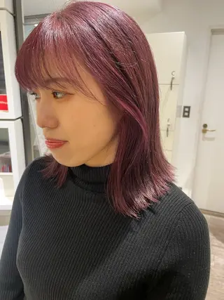 ミディアム カラー レイヤーカット/透明 感カラー/saraのヘアスタイル