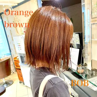 ミディアム カラー 切りっぱなしボブ ソノキユウカのヘアスタイル