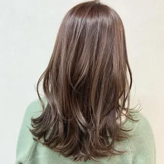 ミディアム カラー コテ巻き風パーマ★ はるさんのヘアスタイル