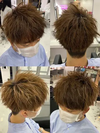 ショート カラー パーマ ヘアアレンジ メンズ 🔥メンズパーマ特 化🔥渡辺一翔🔥のヘアスタイル