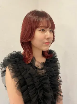 ミディアム カラー ひなた 艶カラー/渋谷のヘアスタイル