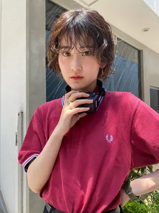 ショート パーマ 鎌田健/パーマ ボブ/レイヤー/のヘアスタイル