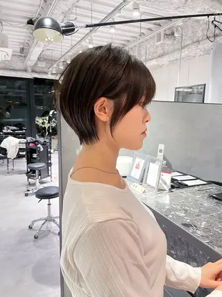 ショート 美髪矯正/艶カラー ボブ/栄/鐘ヶ江純也のヘアスタイル