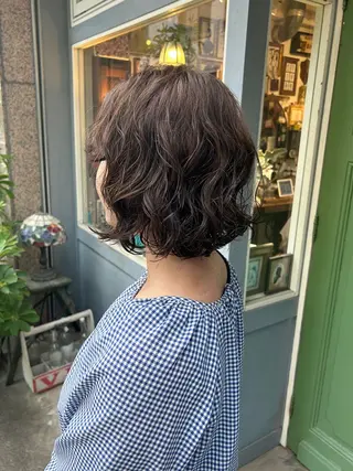 ショート パーマ 清水千優/パーマ/透 明感カラー/メンズのヘアスタイル