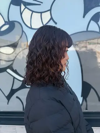 セミロング デジタルパーマ/ ウェーブパーマ/神野のヘアスタイル