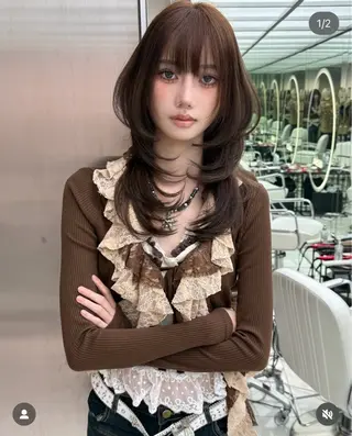 セミロング REDEAL SHIBUYA所属・maya/レイヤー カット/ミインパーマのヘアスタイル