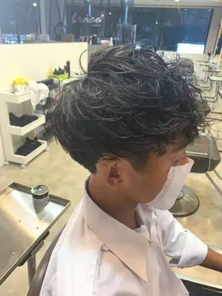 ミディアム メンズパーマ/難波/ 心斎橋　室園亮佑のヘアスタイル