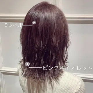 セミロング カラー 髪質改善カラー&TR 縮毛矯正/弱酸性矯正のヘアスタイル