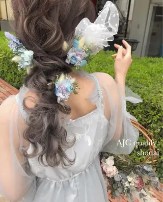 ロング カラー ヘアアレンジ ハイライト、レイヤー カット/西梅田/中西のヘアスタイル