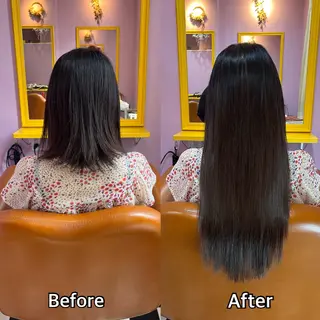 ロング シール＋ちび編み込み エクステ梅田🐨のヘアスタイル