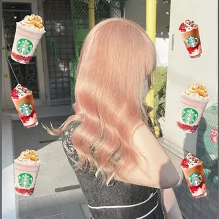 セミロング カラー 韓国ヘア特化💍 tiam💍ブリーチのヘアスタイル