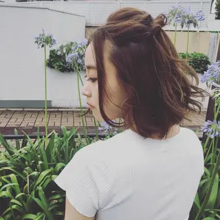 ショート ミディアム カラー パーマ ヘアアレンジ 🥛洒落髪小顔cut なら龍崎🥛のヘアスタイル