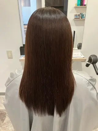 セミロング カラー パーマ ブリーチ&ストレート 長谷川勇人のヘアスタイル