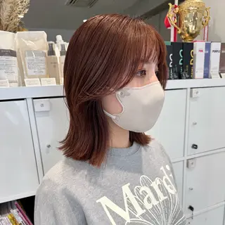 ミディアム カラー 会田有紀 /切りっぱなしボブのヘアスタイル