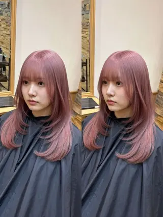 ロング カラー 👑髪質改善wカラー /ハイトーン/アユカのヘアスタイル