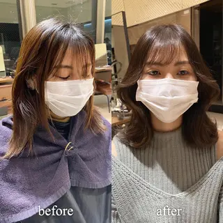 ミディアム カラー レイヤー/顔周り /透明感🩶高橋大のヘアスタイル