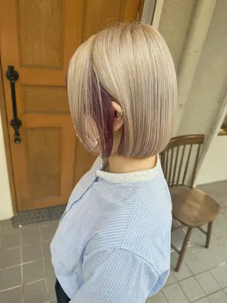 ミディアム カラー 透明感カラー/ボブ /佐藤伶のヘアスタイル