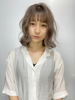 ミディアム カラー Piaコータロー ハイトーン&‪ボブのヘアスタイル