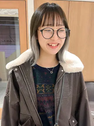 ミディアム カラー 似合わせぷつっとボブ 縮毛矯正 久保田彩菜のヘアスタイル