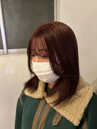 セミロング カラー 愛結 暖色カラー🎀🩰のヘアスタイル
