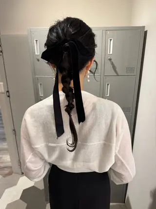 セミロング ヘアアレンジ ブリーチ/アレンジ 天満/chihiroのヘアスタイル