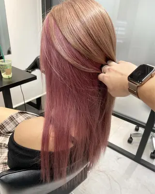 セミロング カラー ヘアアレンジ 髪質改善×ハイトーン 中田啄也のヘアスタイル