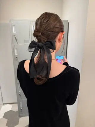 セミロング ヘアアレンジ ブリーチ/アレンジ 天満/chihiroのヘアスタイル