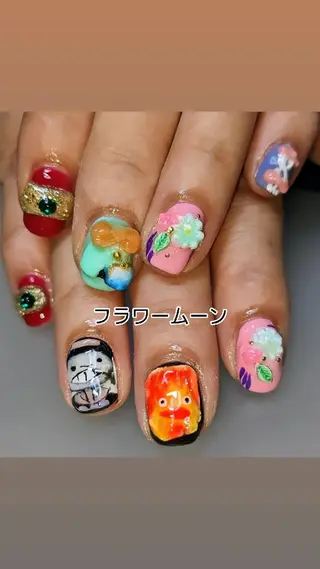 ネイル フラワー ムーンのネイルデザイン