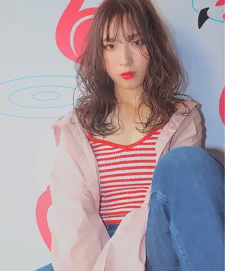 セミロング カラー 萌花　moeka /韓国/レイヤーのヘアスタイル