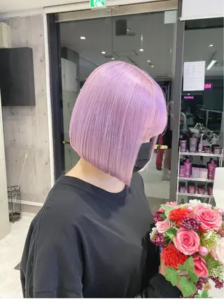 ミディアム カラー パーマ ヘアアレンジ メンズ キッズ ネイル マツエク・マツパ アイブロウ ハイトーン/ピンク 💗モモ໒꒱のヘアスタイル
