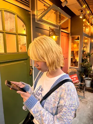 ショート カラー 清水千優/パーマ/透 明感カラー/メンズのヘアスタイル