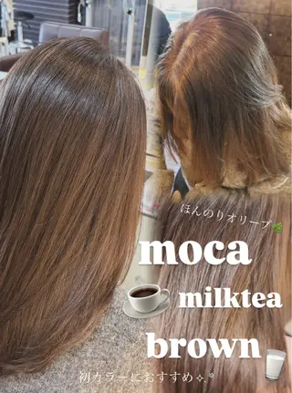 セミロング カラー 🤎韓国ヘア ベージュ まゆか🤎のヘアスタイル