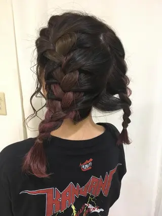 ミディアム カラー ヘアアレンジ きむえり/髪質改善 /セット/カラーのヘアスタイル