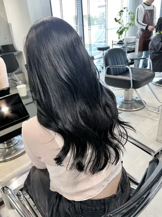 ロング カラー パーマ ヘアアレンジ 透明感/オリーブ/ グレージュ/YUKAのヘアスタイル