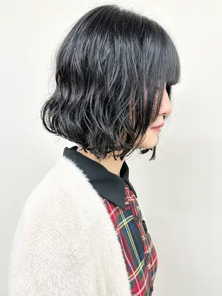 ミディアム パーマ 小顔ボブ/お悩み解決 /ボブパーマ/とういのヘアスタイル